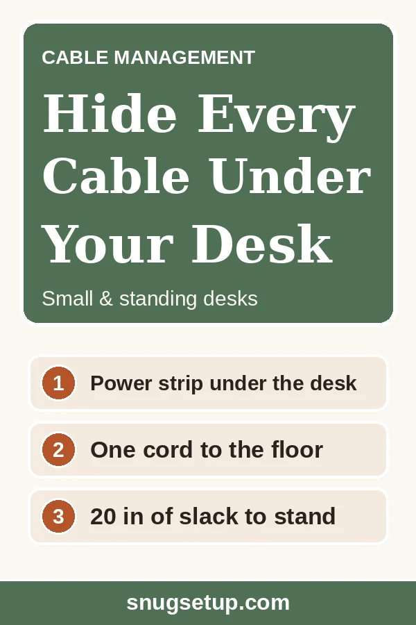 Pin: Cable Management Under a Small or Standing Desk: Trays, Spines and a 5-Step Plan