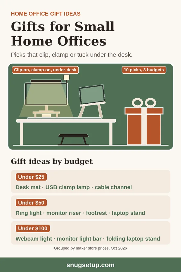 Pin: Home Office Gift Ideas for Small Spaces: 10 Picks Under $25, $50 and $100 (2026)